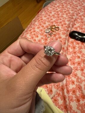 Silver Solitaire Round-Cut CZ Engagement Ring - Silver